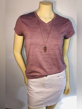 Beverly Hills Polo Club Heathered Dusty Rose V-Neck Tee